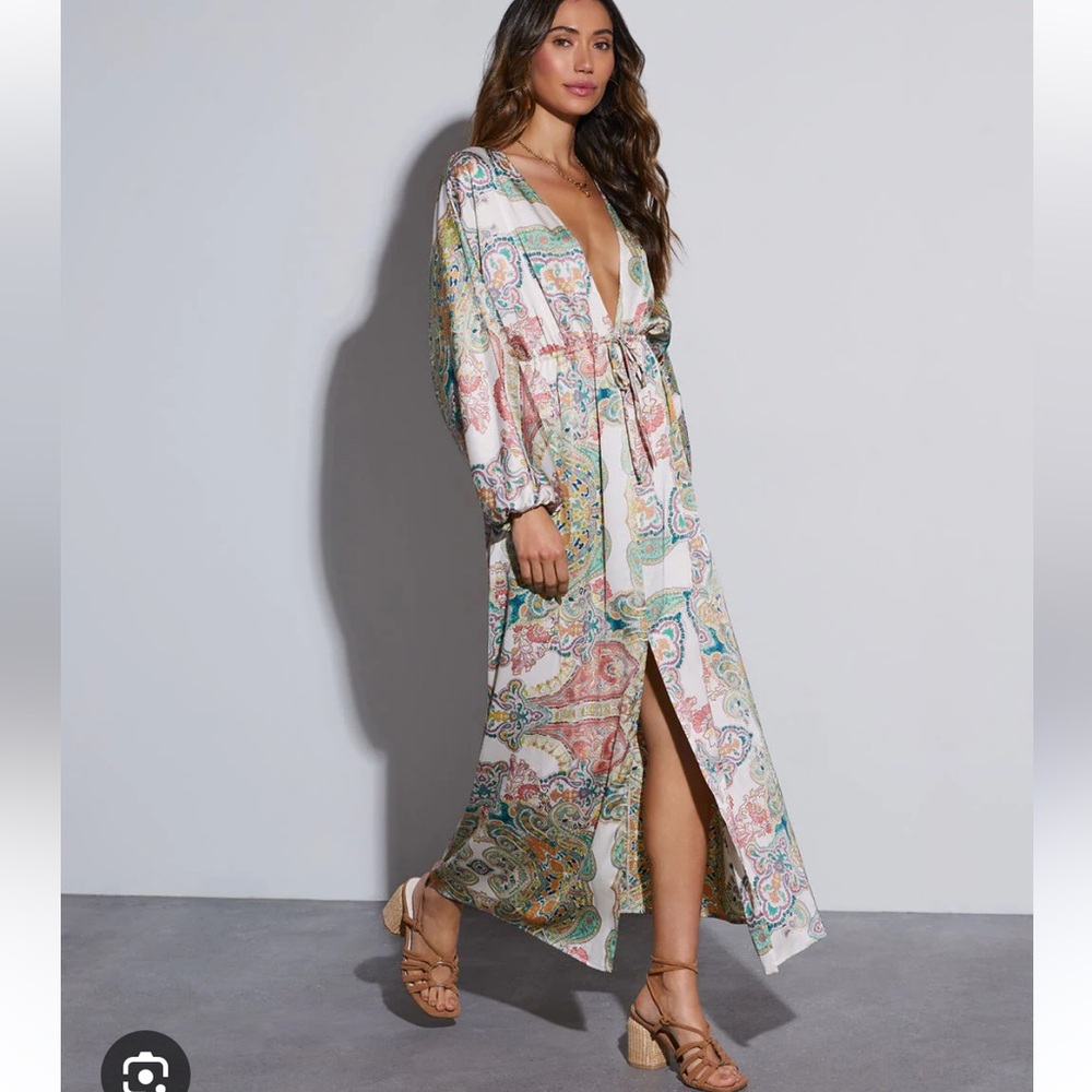 Korina Satin Floral Maxi Dress - Green / S